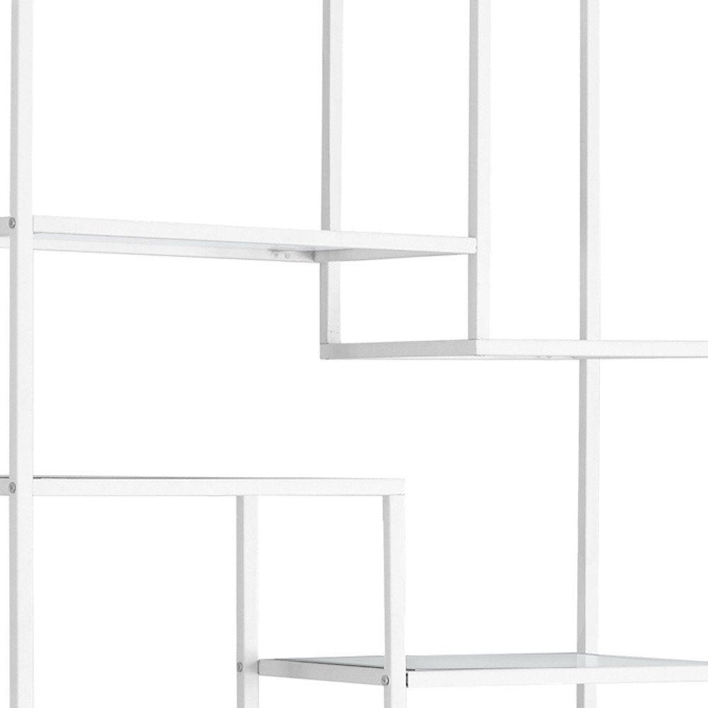 72" Silver And Clear Metal and Glass Nine Tier Etagere Bookcase