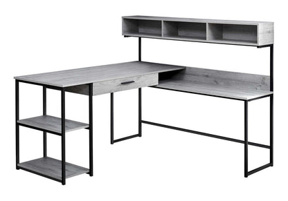 59" Taupe and Black L Shape Computer Desk