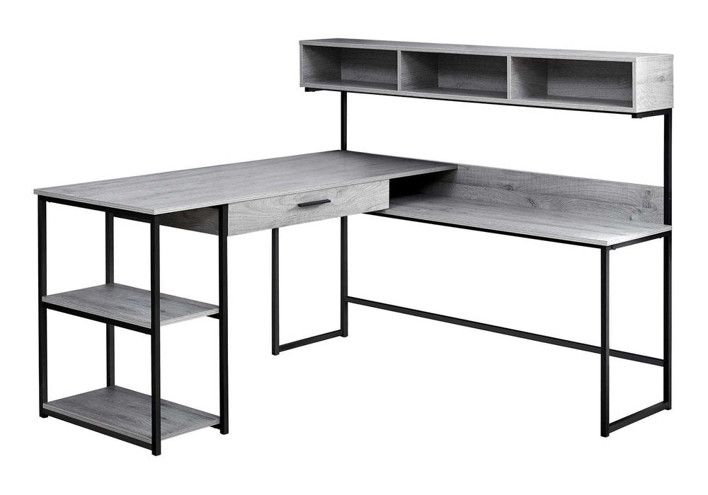 59" Gray and Black L Shape Computer Desk