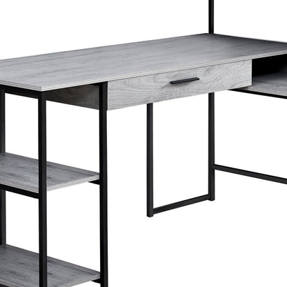 59" Taupe and Black L Shape Computer Desk