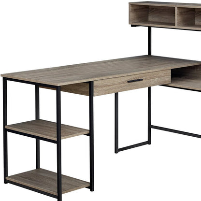 59" Gray and Black L Shape Computer Desk