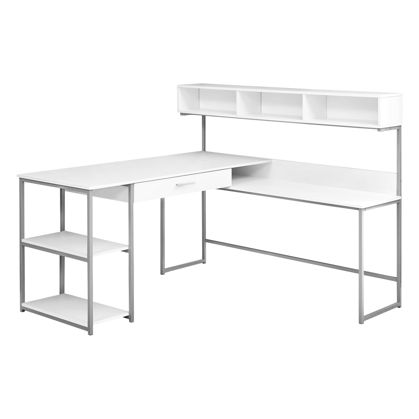 59" Gray and Black L Shape Computer Desk