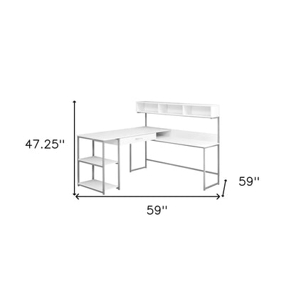 59" Gray and Black L Shape Computer Desk