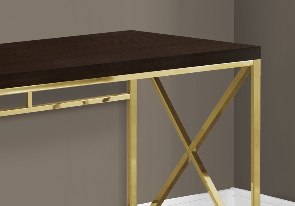 47" Espresso and Gold Writing Desk