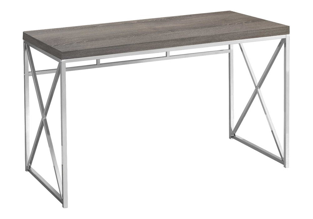 47" Taupe and Silver Computer Desk