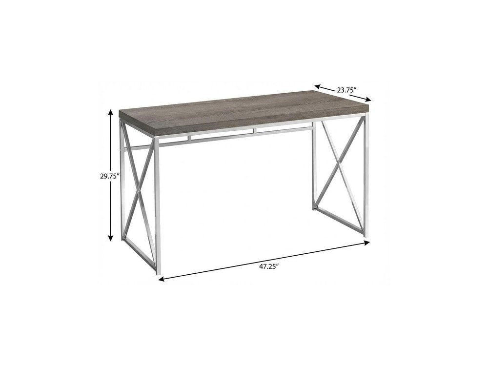 47" Taupe and Silver Computer Desk