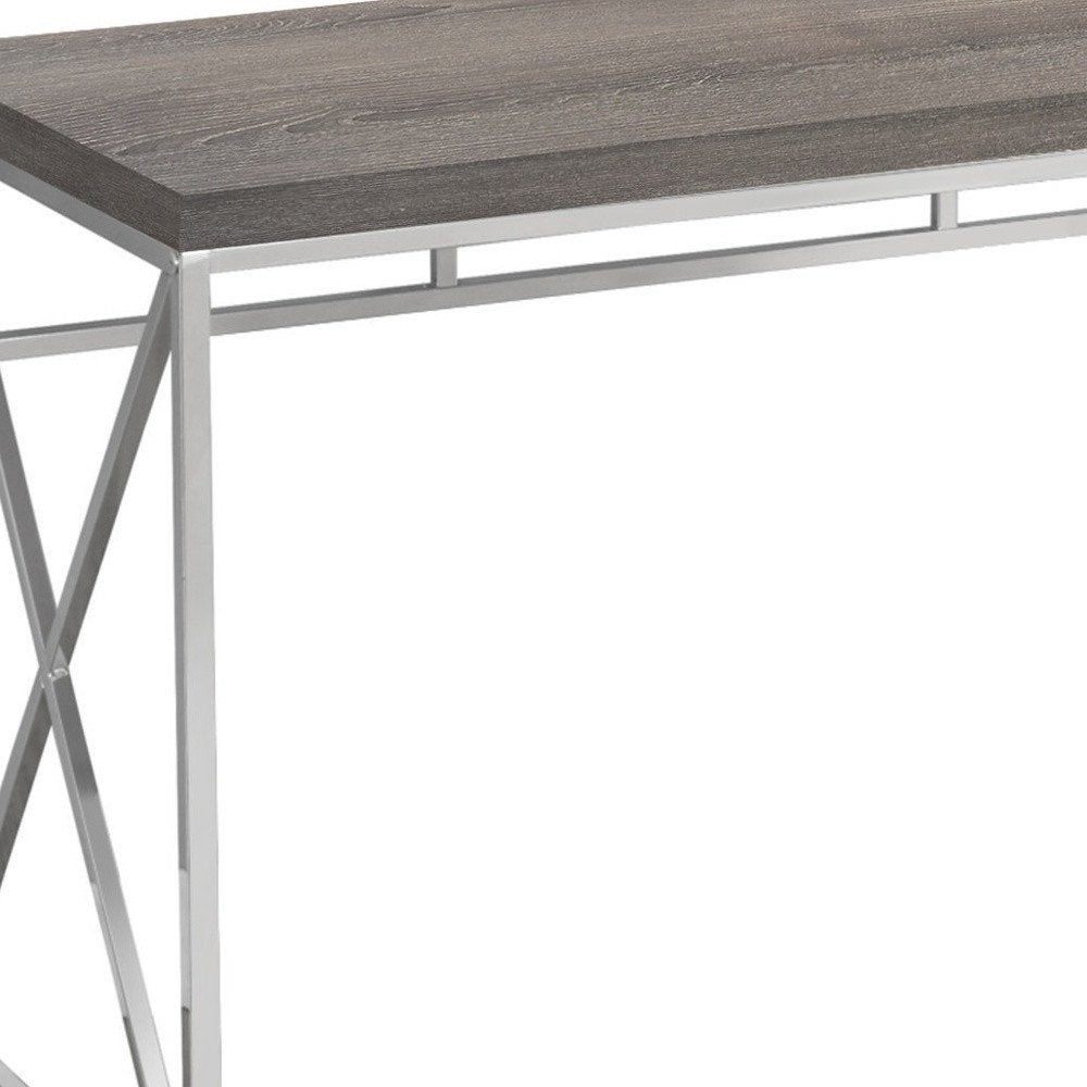 47" Taupe and Silver Computer Desk