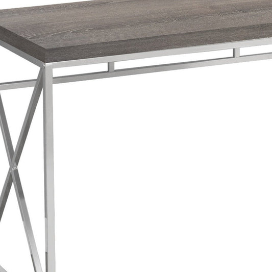47" Taupe and Silver Computer Desk