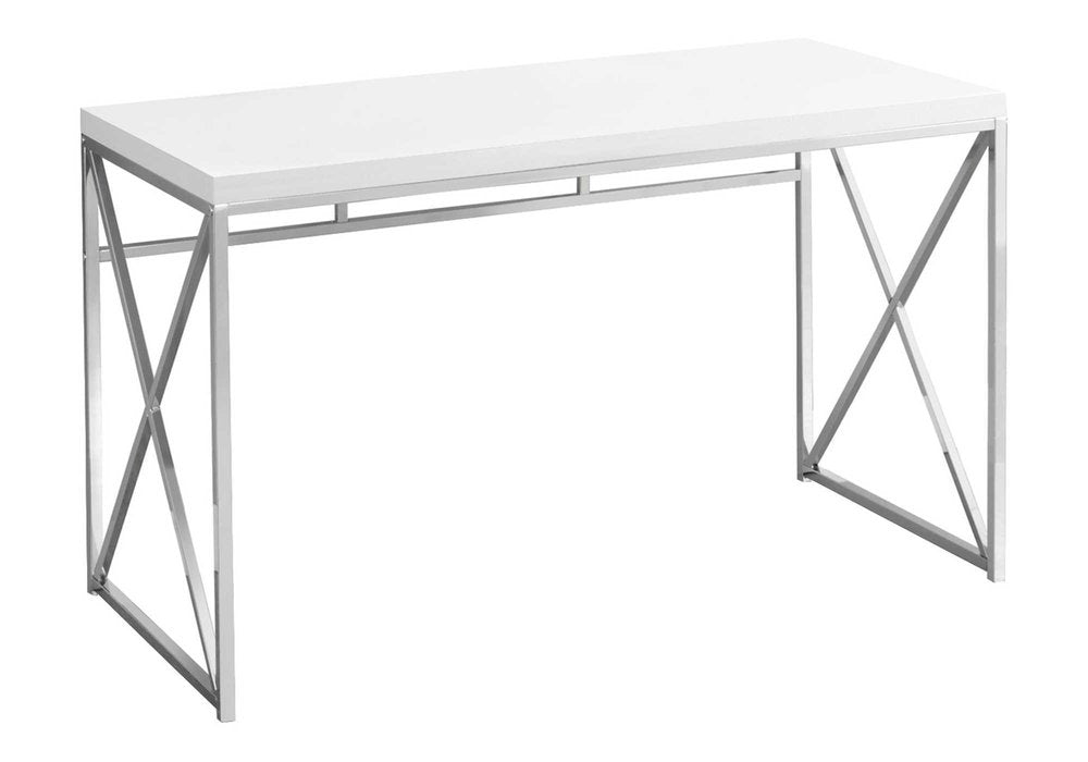 47" White and Silver Computer Desk