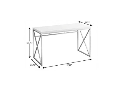 47" White and Silver Computer Desk