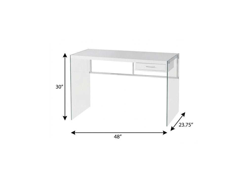 48" White and Clear Computer Desk