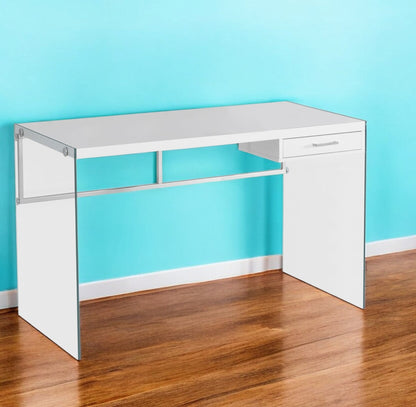 48" White and Clear Computer Desk