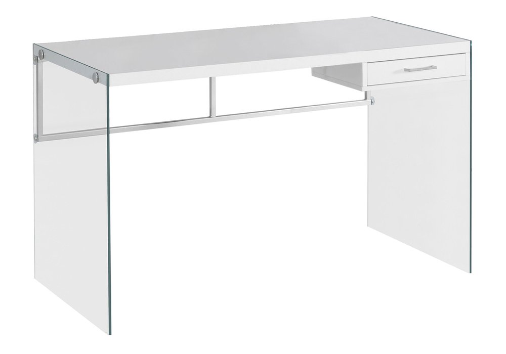 48" White and Clear Computer Desk