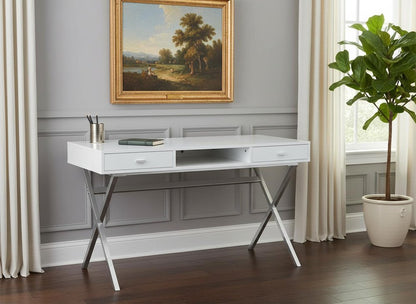 47" Taupe and Black Computer Desk With Two Drawers