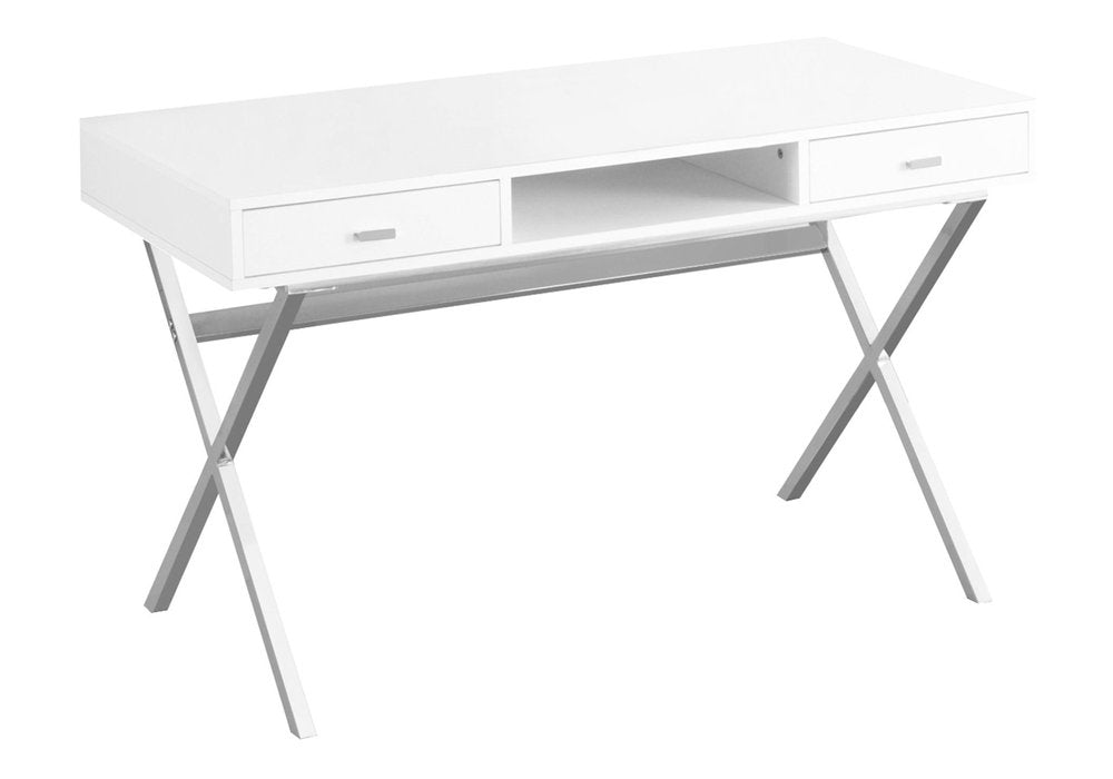 47" Taupe and Black Computer Desk With Two Drawers