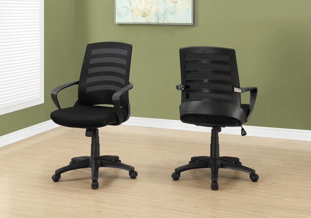 Black Adjustable Height Swivel Rolling Office Chair