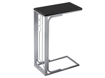 60" Gray And Black Wood And Metal End Table