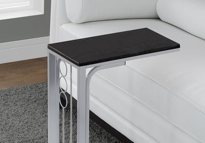 60" Gray And Black Wood And Metal End Table