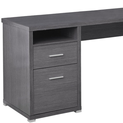 78" Gray and Silver L Shape Computer Desk With Two Drawers