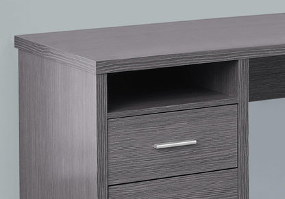 78" Gray and Silver L Shape Computer Desk With Two Drawers