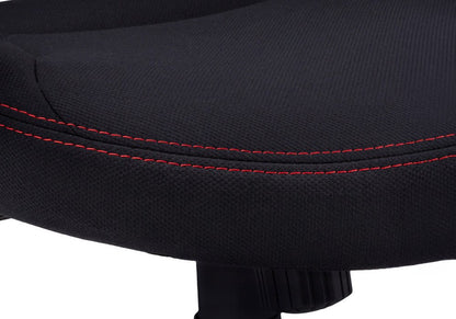 Black Fabric Tufted Seat Swivel Adjustable Gaming Chair Fabric Back Plastic Frame