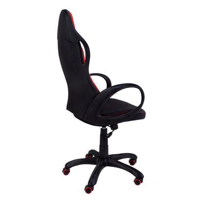 Black Fabric Tufted Seat Swivel Adjustable Gaming Chair Fabric Back Plastic Frame