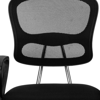 Black Polyester Seat Swivel Adjustable Task Chair Mesh Back Plastic Frame