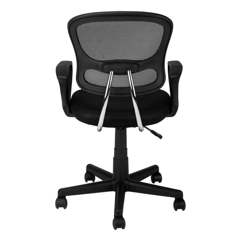 Black Polyester Seat Swivel Adjustable Task Chair Mesh Back Plastic Frame