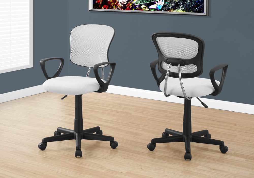 Black Polyester Seat Swivel Adjustable Task Chair Mesh Back Plastic Frame