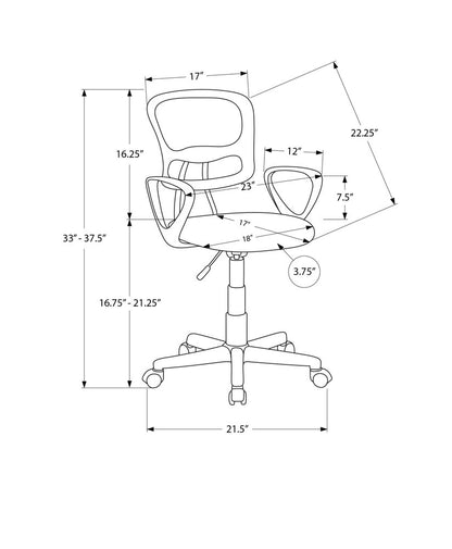 Black Polyester Seat Swivel Adjustable Task Chair Mesh Back Plastic Frame