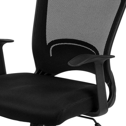 Black Polyester Seat Swivel Adjustable Task Chair Mesh Back Plastic Frame