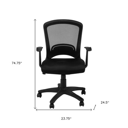 Black Polyester Seat Swivel Adjustable Task Chair Mesh Back Plastic Frame