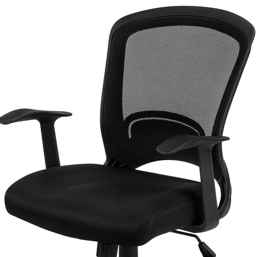 Black Polyester Seat Swivel Adjustable Task Chair Mesh Back Plastic Frame