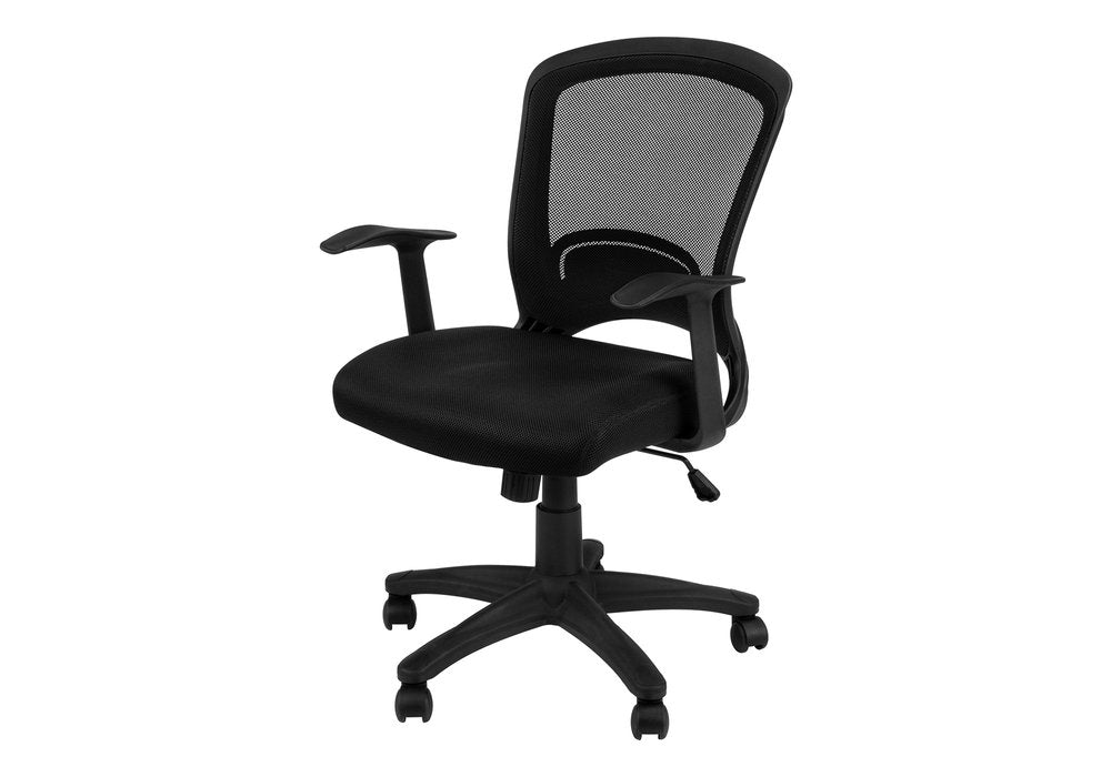 Black Polyester Seat Swivel Adjustable Task Chair Mesh Back Plastic Frame