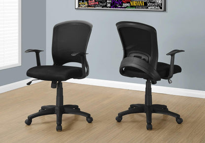 Black Polyester Seat Swivel Adjustable Task Chair Mesh Back Plastic Frame