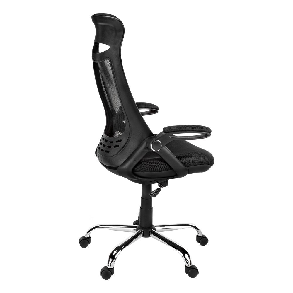 Black And Silver Swivel Rolling Office Chair