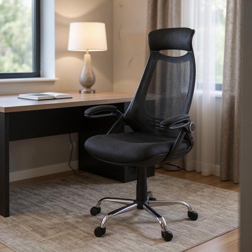 Black and Silver Adjustable Height Swivel Rolling Office Chair