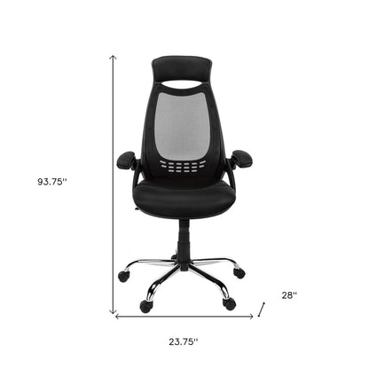 Black And Silver Swivel Rolling Office Chair