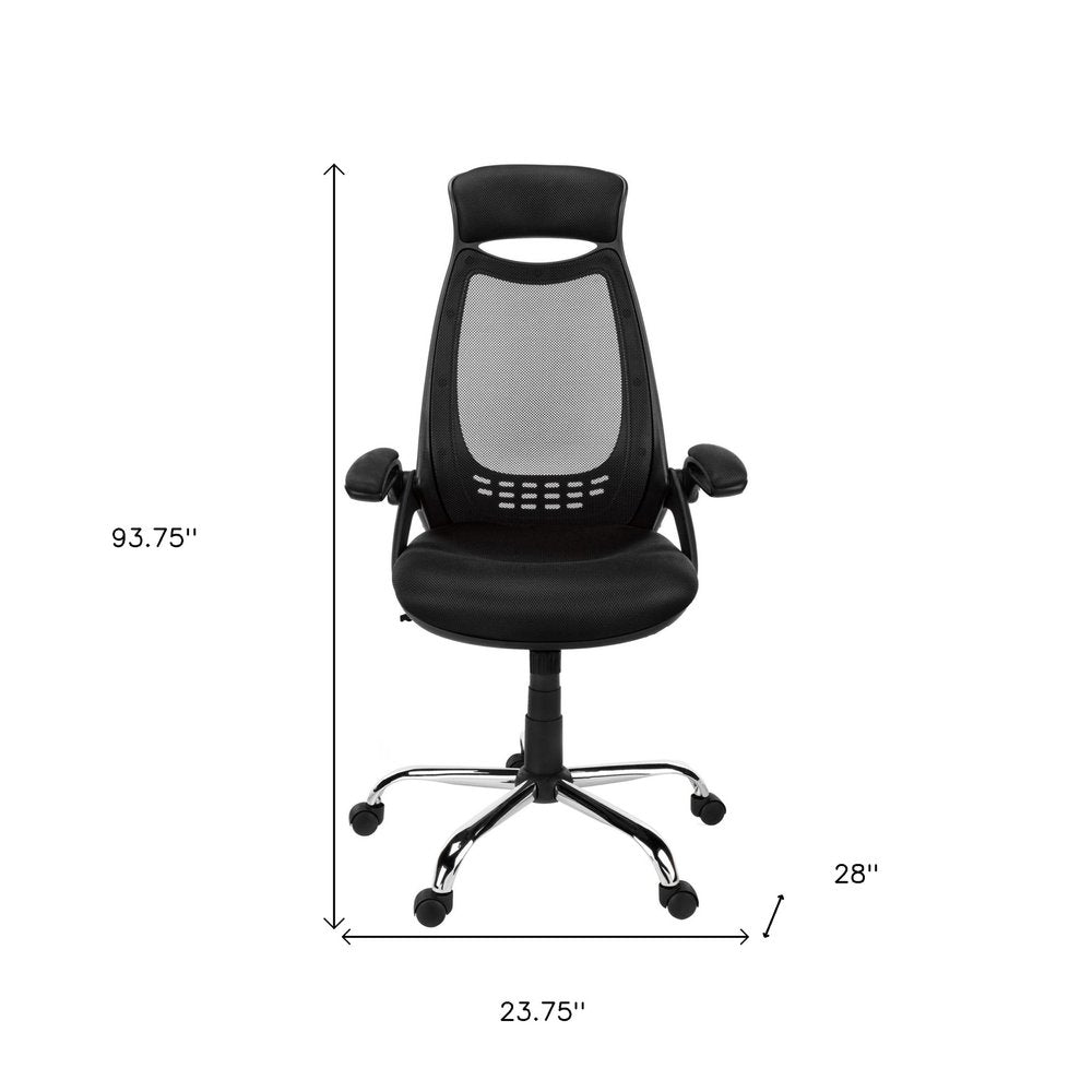 Black and Silver Adjustable Height Swivel Rolling Office Chair