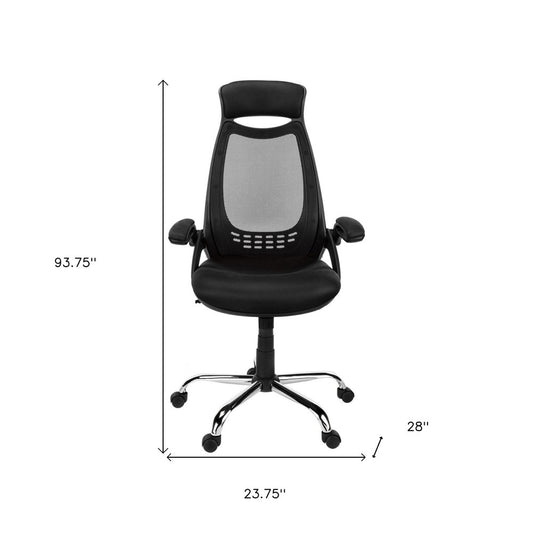 Black and Silver Adjustable Height Swivel Rolling Office Chair