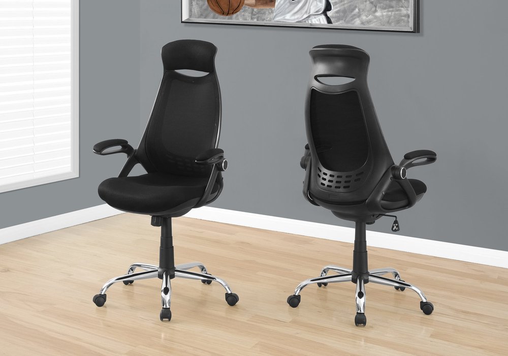 Black and Silver Adjustable Height Swivel Rolling Office Chair