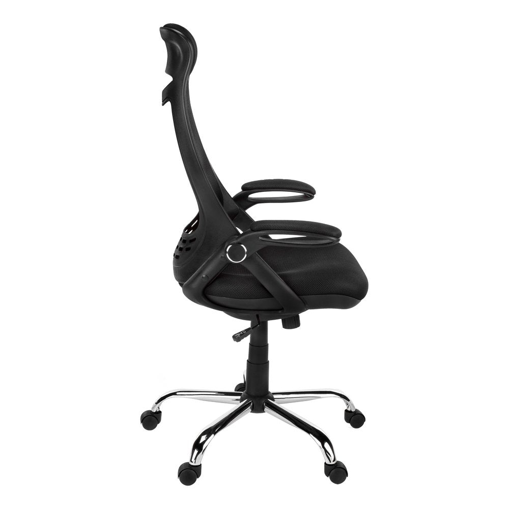 Black Polyester Seat Swivel Adjustable Task Chair Mesh Back Plastic Frame