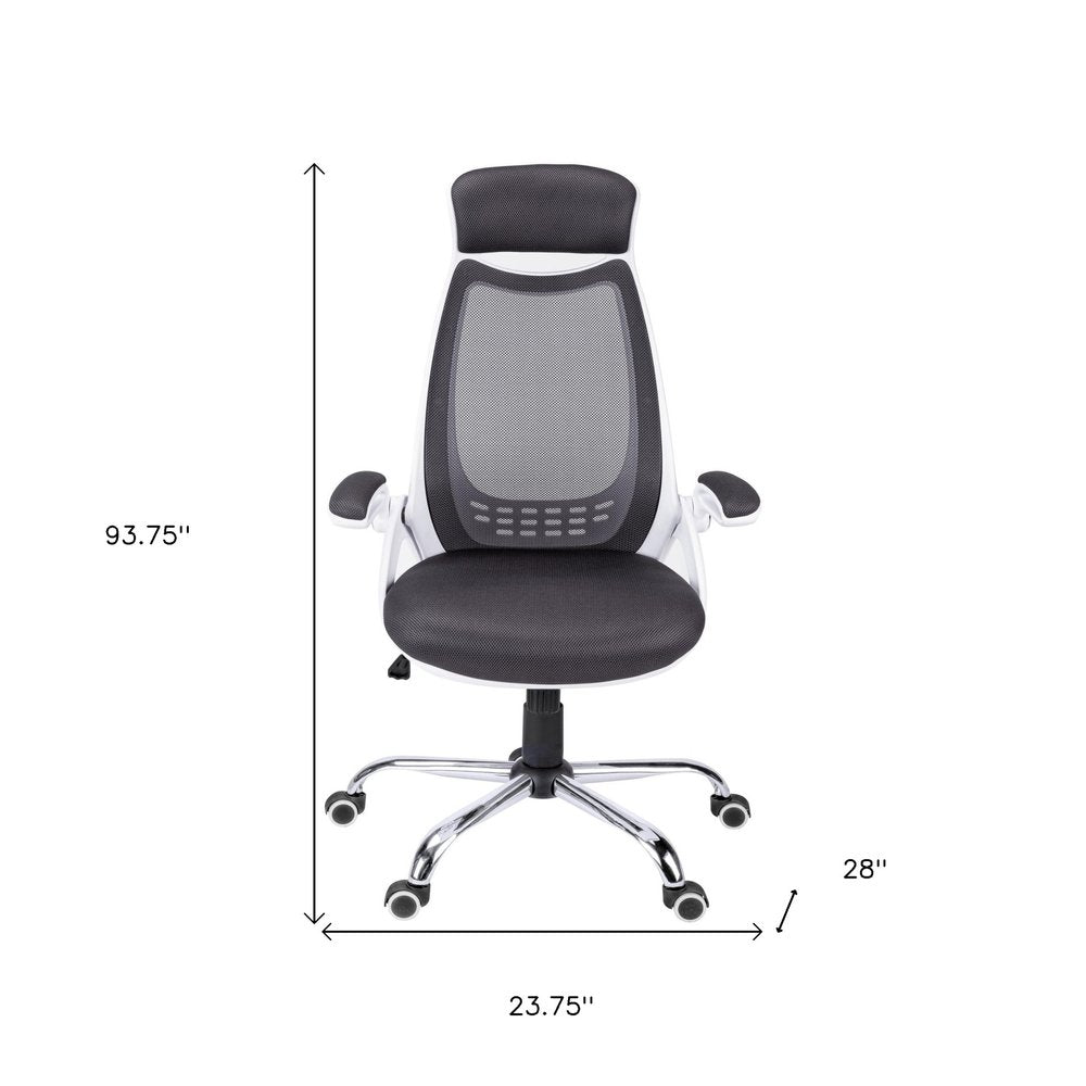 Gray Black and Silver Adjustable Height Swivel Rolling Executive Office Chair