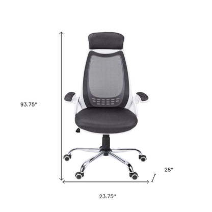Gray Black and Silver Adjustable Height Swivel Rolling Executive Office Chair