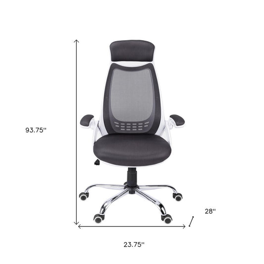 Gray Black and Silver Adjustable Height Swivel Rolling Executive Office Chair