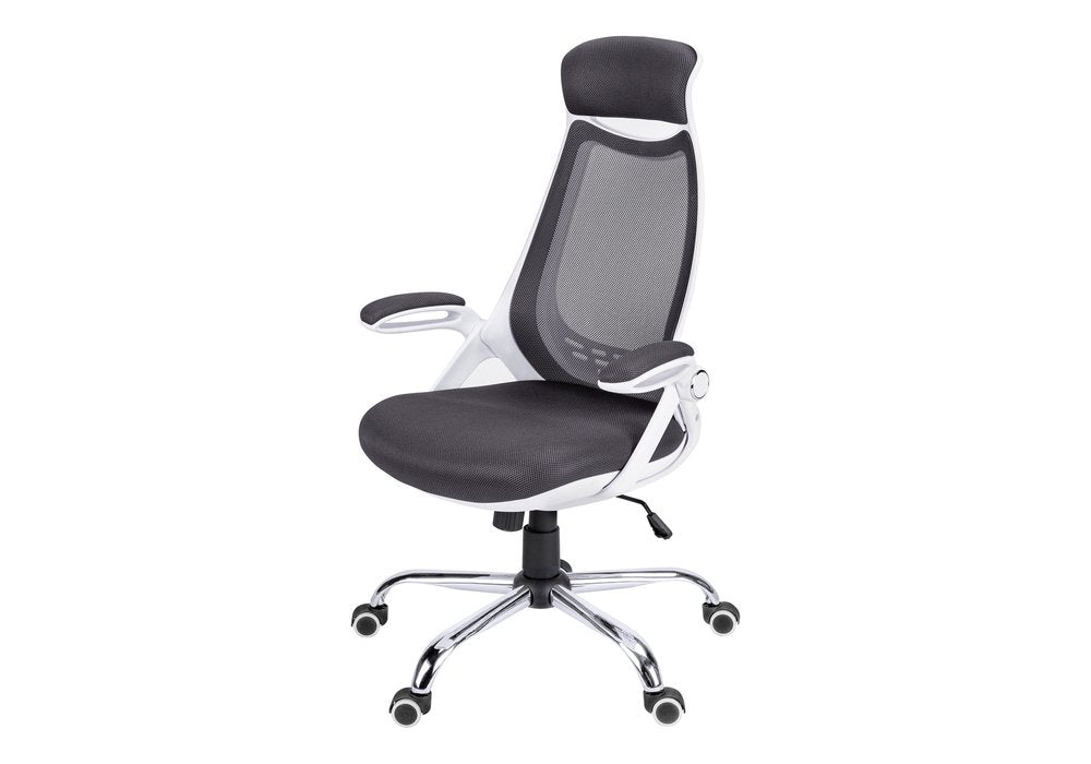 Gray Black and Silver Adjustable Height Swivel Rolling Executive Office Chair