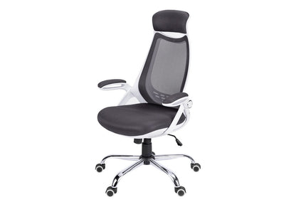 Gray Black and Silver Adjustable Height Swivel Rolling Executive Office Chair
