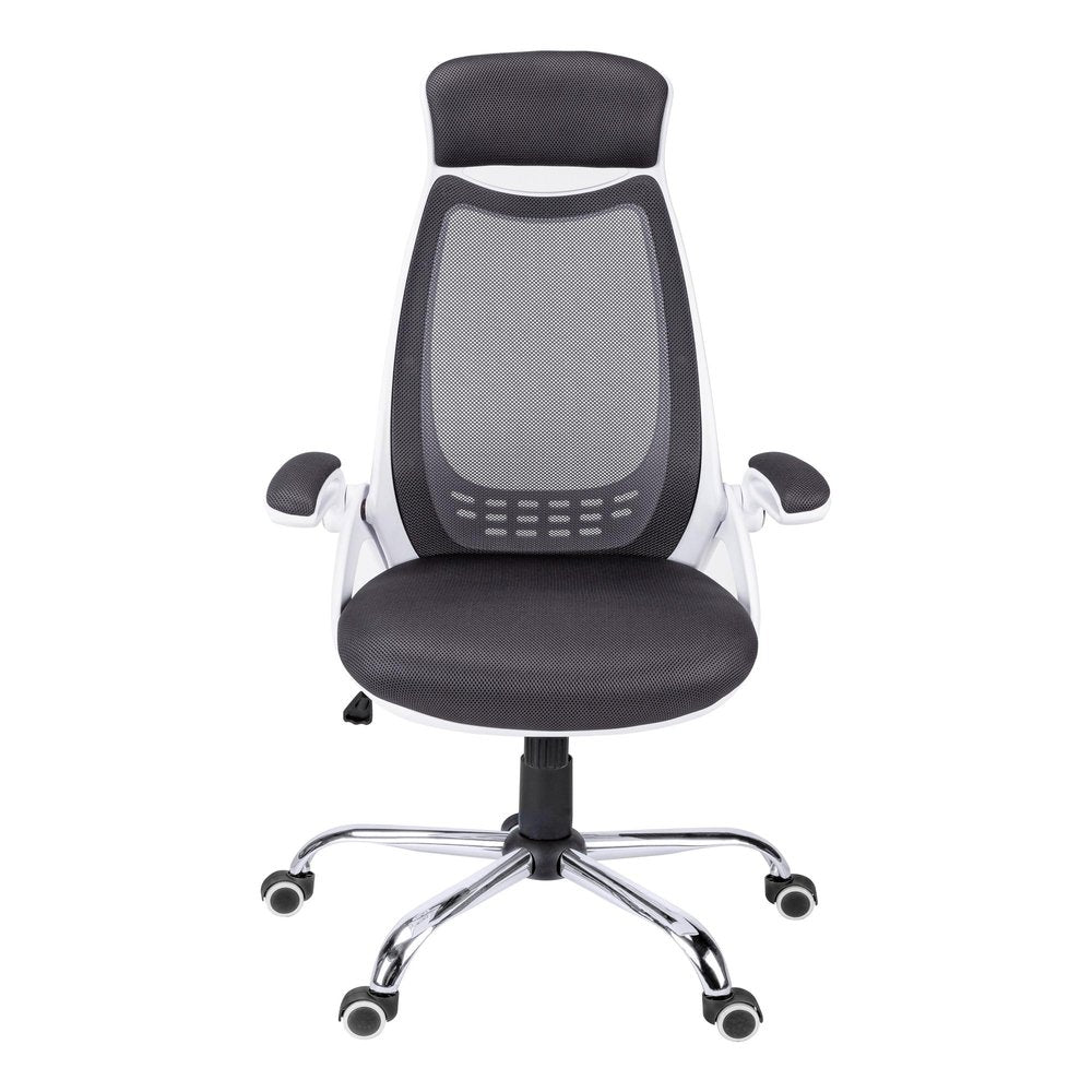 Gray And Silver Swivel Rolling Executive Office Chair
