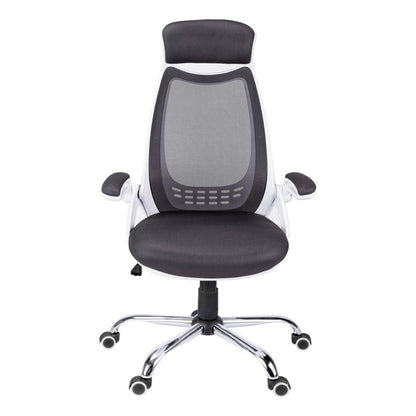 Gray Black and Silver Adjustable Height Swivel Rolling Executive Office Chair