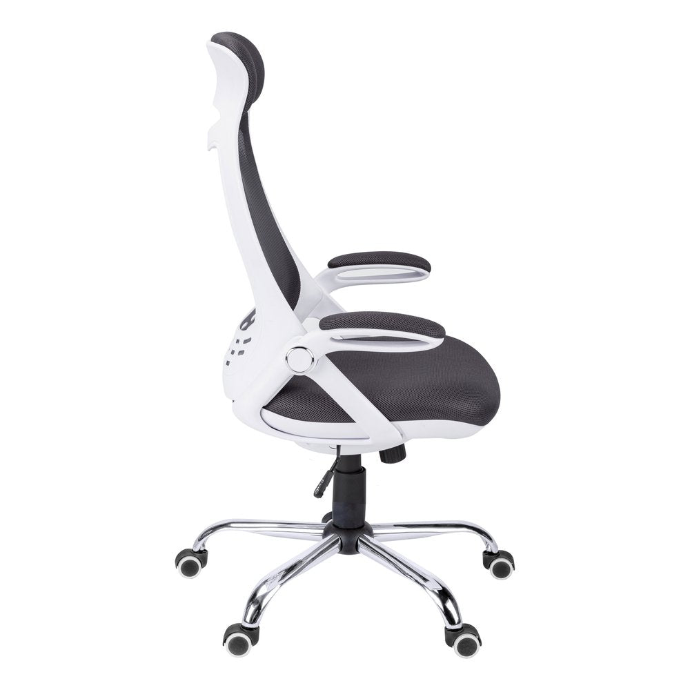 Gray Black and Silver Adjustable Height Swivel Rolling Executive Office Chair